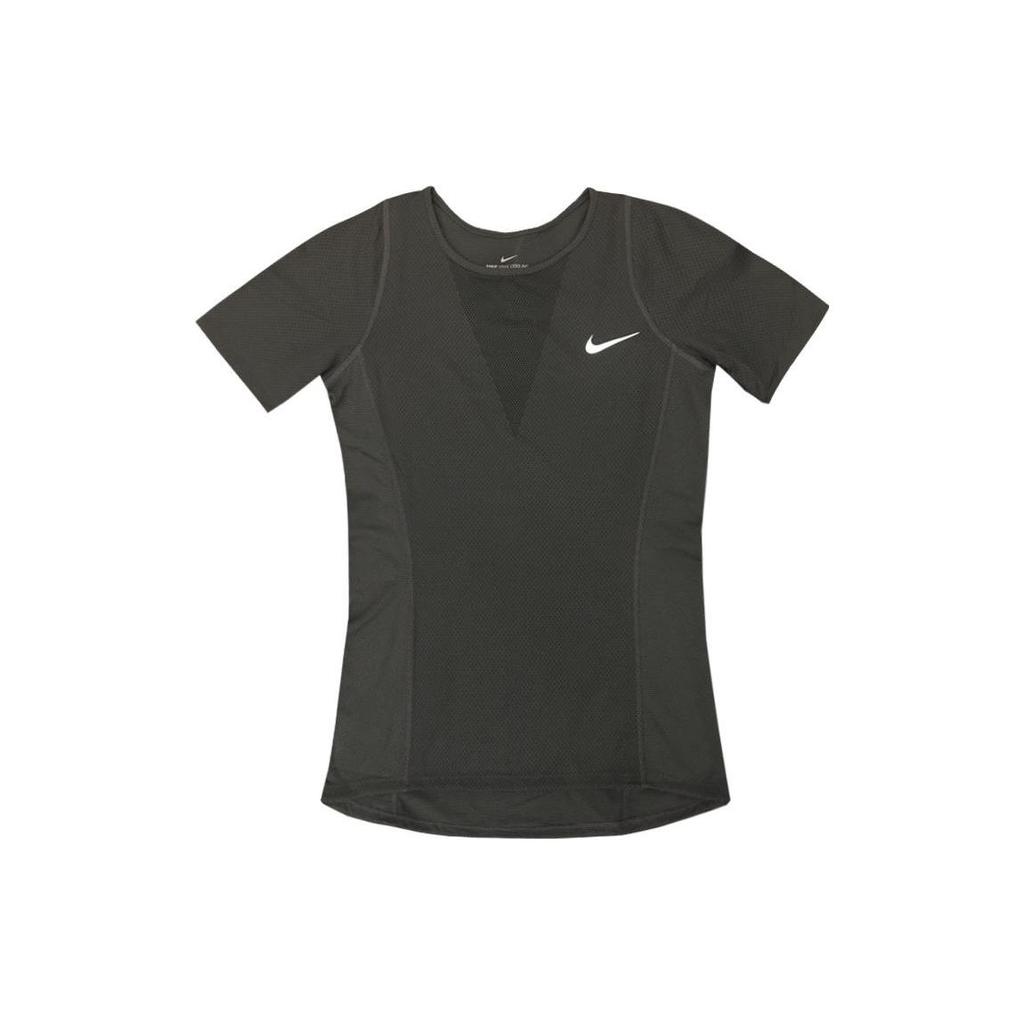 Nike Solid Color Logo Print Loose Round Neck Short Sleeve T-Shirt Women Tops Gray 938439-010