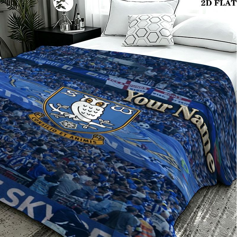 1PC Sheffield Wednesday Football Club Custom Name Patterned Flannel Blanket Suitable For All Seasons for Home Decor Warmth and Comfort Gifts Holiday P