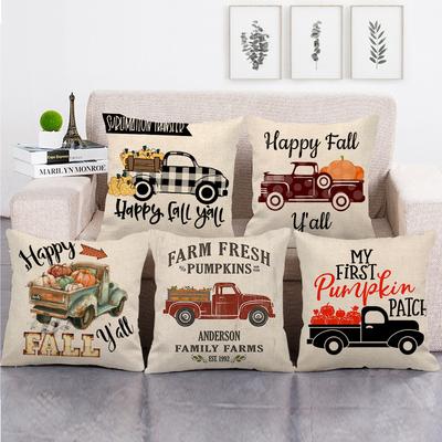 Autumn Thanksgiving Pumpkin Truck Digital Printing Short Plush Pillow Covers For Car Sofa Office Cushion Cover Home Goods