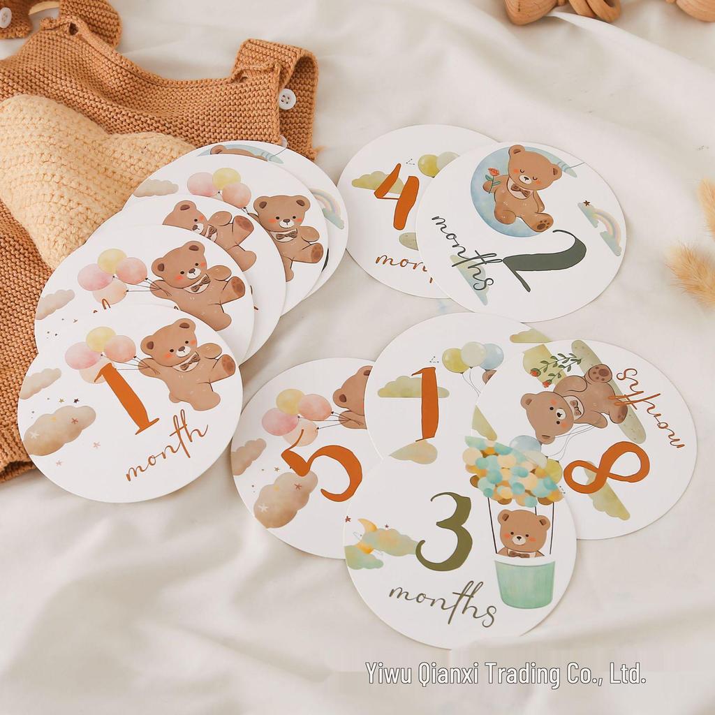 Little Bear Milestone Cards: 1-12 Months & Hundred Days Commemorative Photo Props