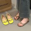 Soft Leather Niche Color Aesthetics Fashion Toe Sandals Women's New Open-toe Flat Casual Shoes