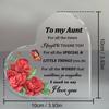 2D Flat, "To My Aunt" Heart Acrylic Decor Sign, Red Roses & Green Foliage Design, Home Decor Plaque Hanging Wall Art Decorative Garden Decoration for
