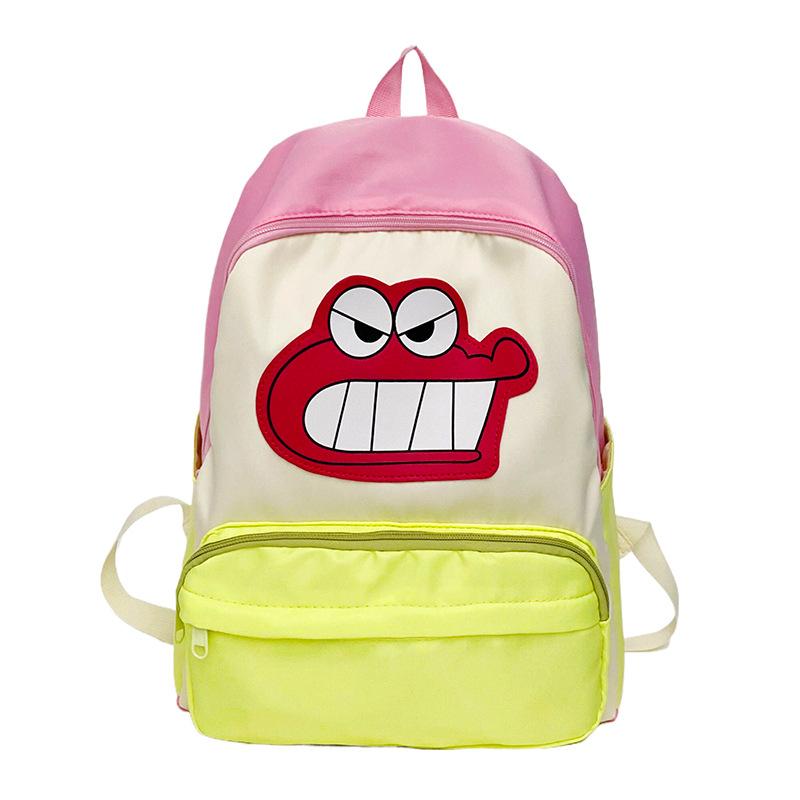Fashionable Color-Block Cartoon Backpack Large Capacity Casual Trendy Student School Bag New Fresh Backpack