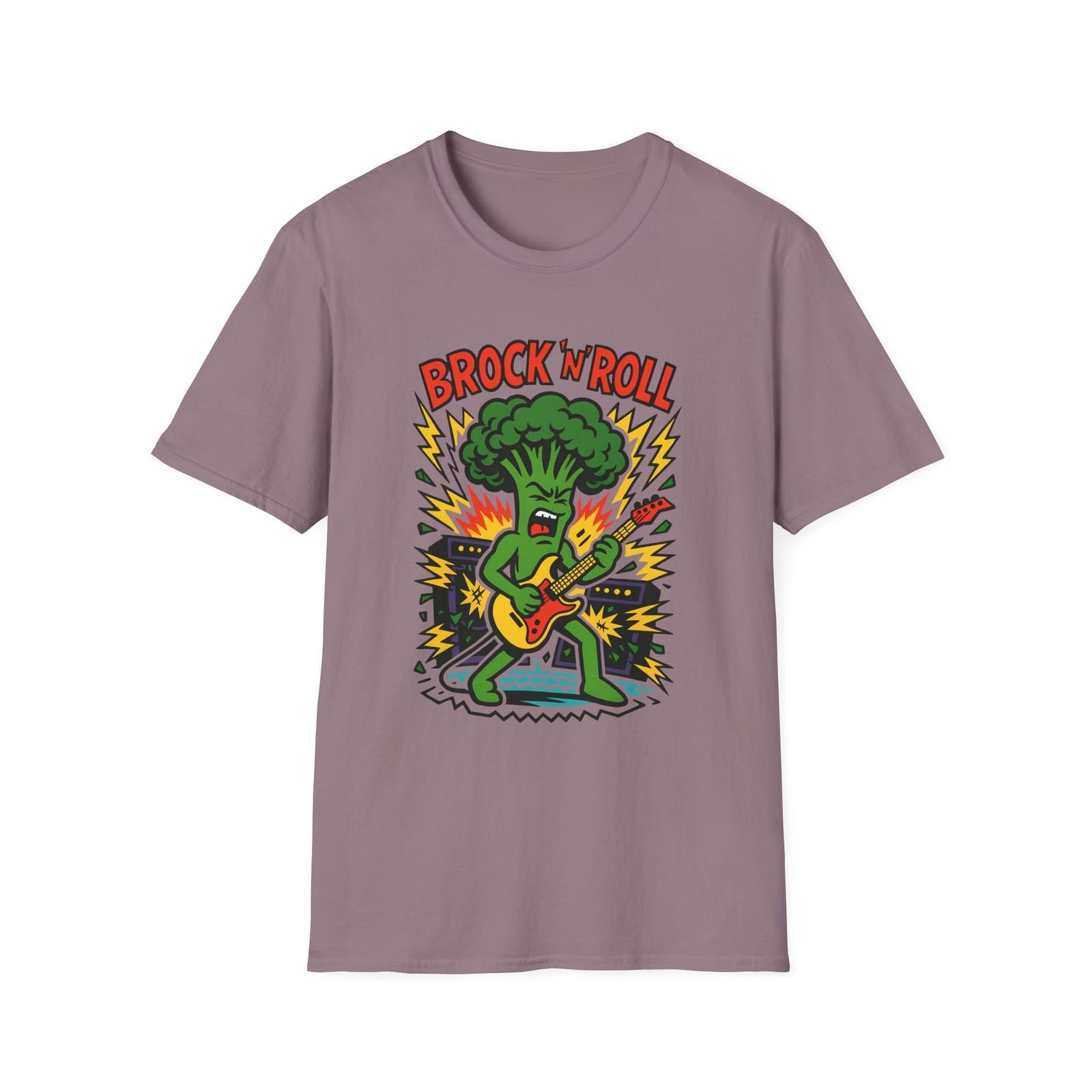 Unisex Softstyle T-Shirt Mens Womens Tees Top Broccoli Guitar Rock Funny Music Veggie Design M