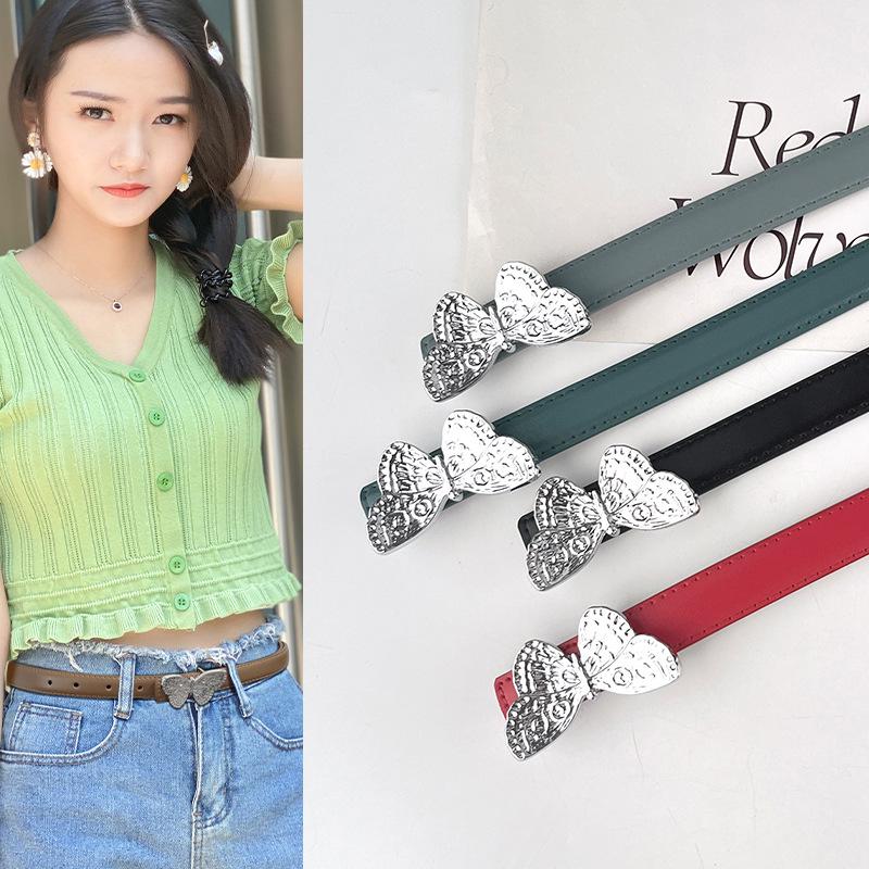 Butterfly Women's Genuine Leather Belt Cowhide with Casual Pants Jeans Women's Versatile Trendy Belt