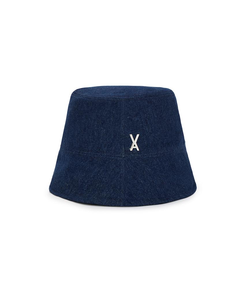 Bajal Va Studded Non-Washed Denim Drop Bucket Hat Indigo