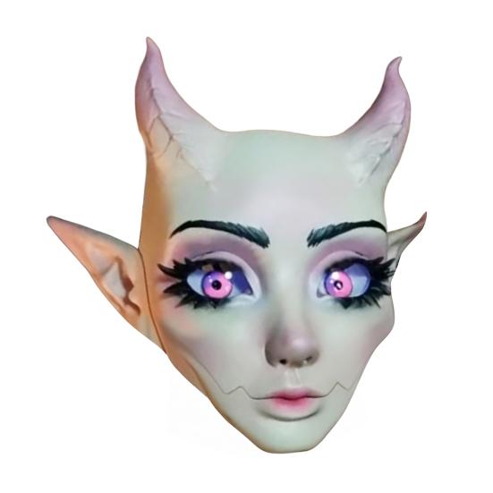Yousheng Sheep Horn Demon Halloween Face Guard Terrifying Human Face Guard Scary Prop Parties Haunted House Scares Animal Face Guard