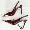 Fashion New Women 9.5 Cm Heels Metal Pointed Tip Women Pumps Hollow Out Hook Strap High Heeled Sandals Women Summer Shoes Plus Size 43
