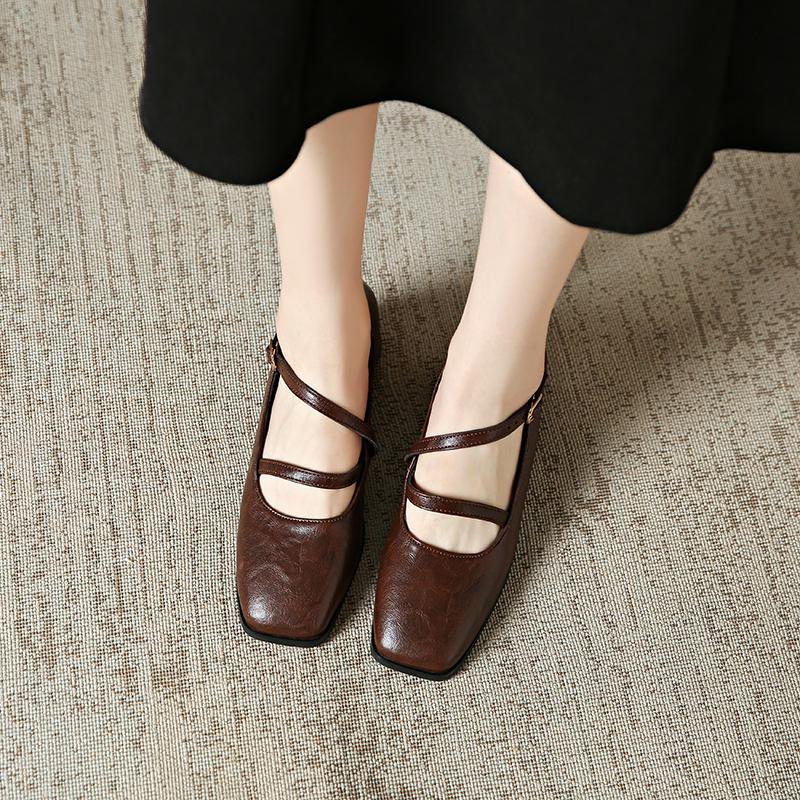 Women High Heels Marie Janes Square Toe Shoes 2025 Brand Trend New Elegant Lolita Chunky Pumps Shoes Fad Dress Zapatillas Mujer