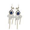 New Peacock Crystal Earrings Tide Internet Celebrity Film Fringed Versatile Earrings Female Long Temperament Ear Jewelry