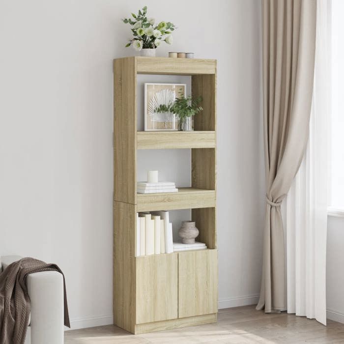 VidaXL Highboard 63x33x180 Cm Sonoma Oak Engineered Wood, Bookcase, Modern Bookcase, Bookshelf 3309602