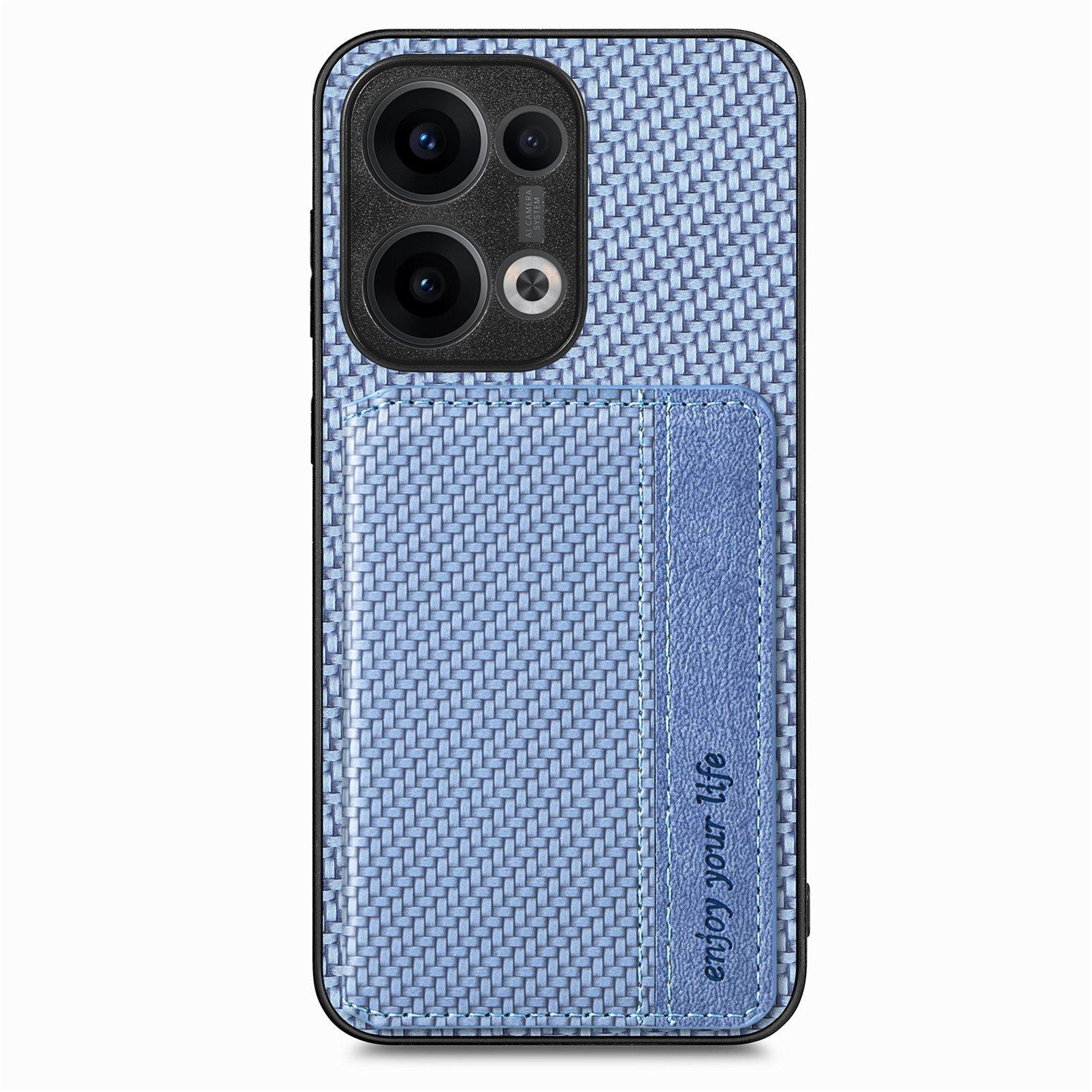 

Для Oppo Reno13 5G (Глобальний) Чохол RFID-блокування Шкіряна задня кришка для телефону з вуглецевого волокна з тримачем для карток Blue