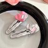 Metal Love Rhinestone Hair Clips Women's Hairpin Sweet Cool Bangs Side Duckbill Clip Hair Barrettes Korean Girls Headwear