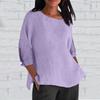 Women's Fashion Seven-Quarter Sleeve Round Neck Solid Color Loose Casual Shirt Tops