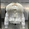 Giacca Piumino Invernale Donna Spessa Calda Corta Parka Vera Pelliccia Naturale di Procione Larga Cappotto in Piuma