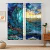 2 Panels Stained Glass Wave Pattern Decorative Curtains   Semi Transparent Without Lining   Durable Polyester Fiber Curtains