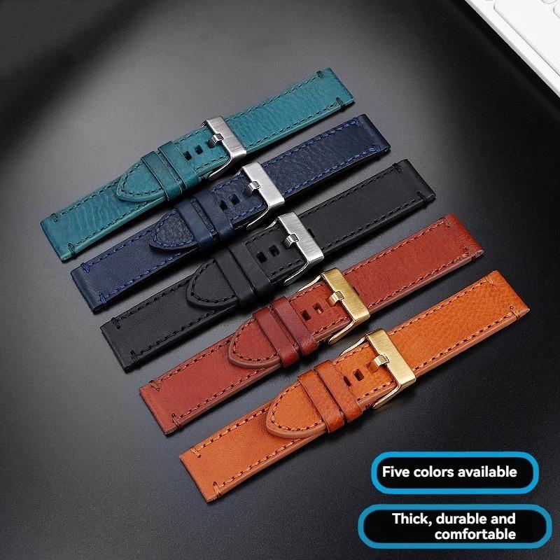 For TUDOR Black Bay Qicheng Bronze Little Red Flower Zenith Vintage Genuine Leather Watch Strap Men 22mm 23mm Cowhide Wristband