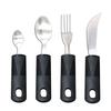 Adaptive Stainless Steel Anti-Tremor Tableware Set: Ergonomic Knife, Fork, Spoon with Rubber and Plastic Handles for Elderly Assistance