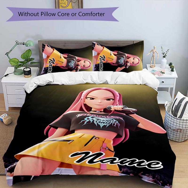 3pcs KPop Demon Hunters21 Cover Set - Personalized Name, HD Printed Bedding with 1 Cover and 2 Pillowcases - Perfect for Home Decor, Easy Care