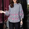 ZANZEA Women Casual Stand Neck Loose Plaid Print 3/4 Sleeve Blouse