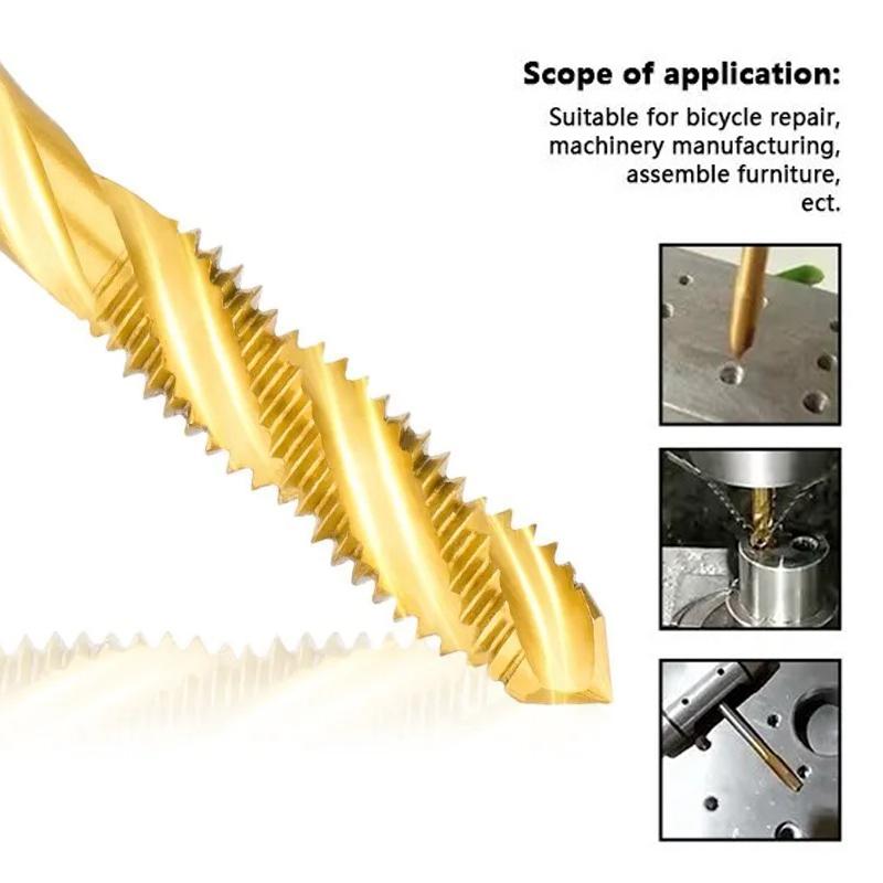HSS Spiralgewindebohrer Titanbeschichtet Metrisch SAE Gewindebohrer Bohrer M3-M8 Oder M2-M12 Maschinengewindebohrer Gewindeschneidwerkzeug Handwerkzeuge
