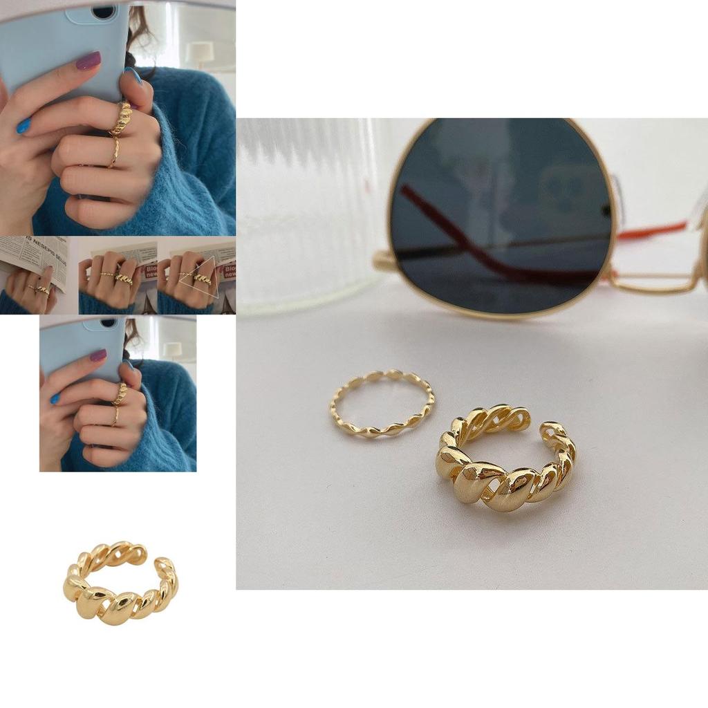 Chic Ins Cold Aesthetic Gold Plated Horn Finger Ring For Stylish Women With Adjustable Fit