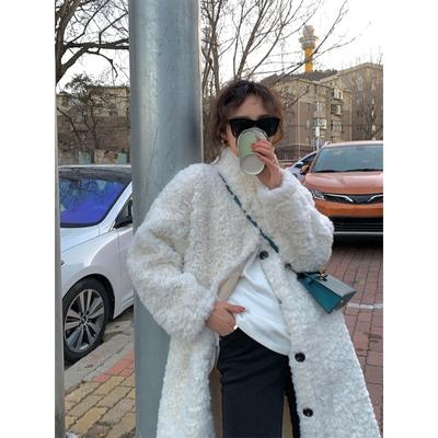 Autumn and Winter Lamb Fur Coat Women's Mid-length Loose Collar Coat