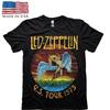 Led Zeppelin 1975 US Tour T Shirt Black Rock Band Graphic Tee Reprint Unisex T-Shirt