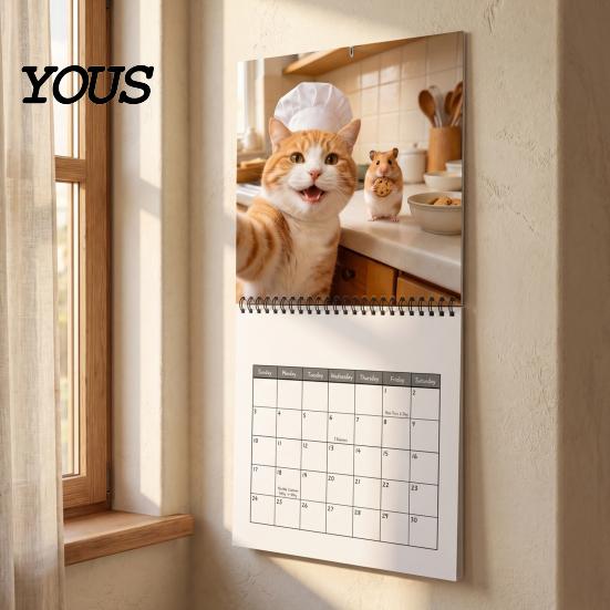 Animal Theme Daily Planner 2027 Pet Snapshot Wall Calendar, Spiral Binding Thickened Paper Monthly Cute Organizer Planner, 12 Month Desk Calendar for