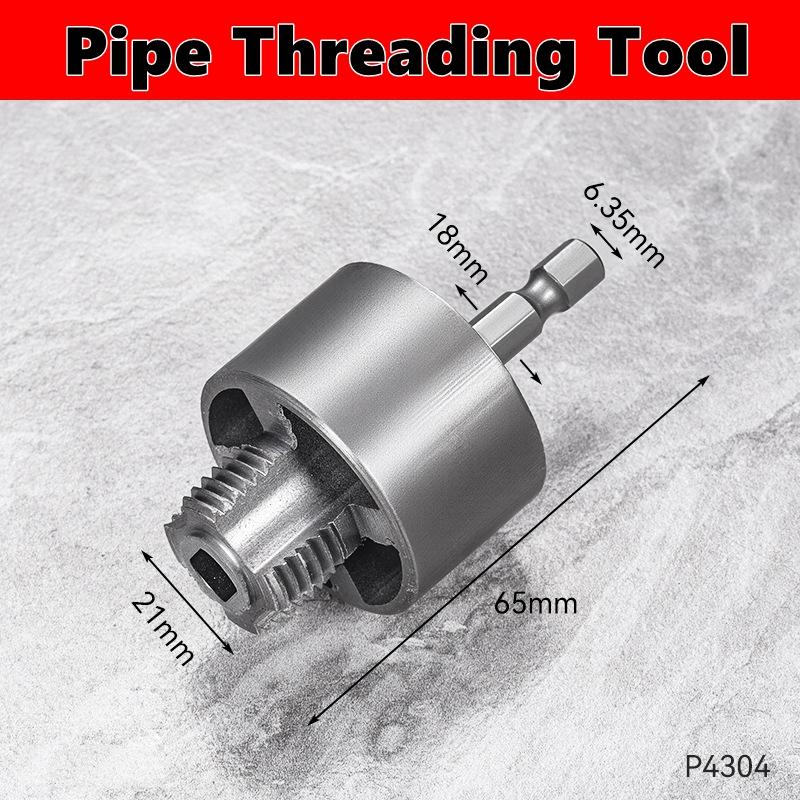 

Integrated Internal & External Pipe Threading Tool (1/2 & 3/4 Dies)–Electric Drill Compatible Pipe Threader Plumbing Repair