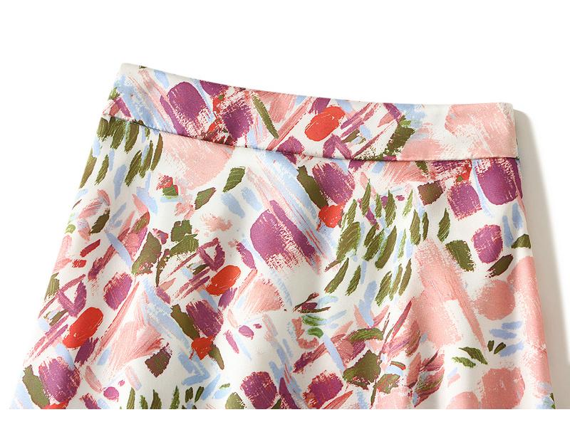 Women's Slimming Satin Print Elastic Waist Midi Skirt - New Summer Arrival