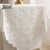 Square Lace Tablecloth Small Non-shrinking Scalloped Tablecloth White Floral Doily Vintage Style Table Cover for Coffee Side Tea Party