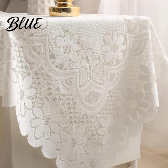 Square Lace Tablecloth Small Non-shrinking Scalloped Tablecloth White Floral Doily Vintage Style Table Cover for Coffee Side Tea Party