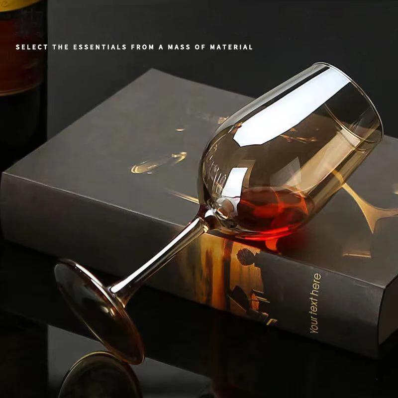 Wholesale Amber Glass Wine Cup Party Cups Glasses for Champagne Flutes Original Cocktail Glasses Set Wineglass Spirit Goblet Bar