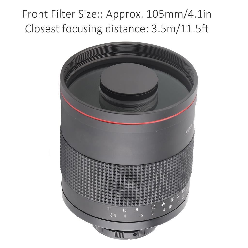 Qiilu 900mm F8 Super Telephoto Mirror Lens Mount Camera Lightweight Ideal for and Landscape Photography Coated Alloy Construction - Compact, Design,