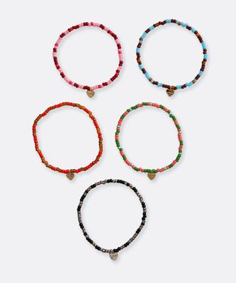 Bonbeau Alba Color Mix Layered Beads Bracelet Heart Charm Color Mix Seed Beads Bracelet