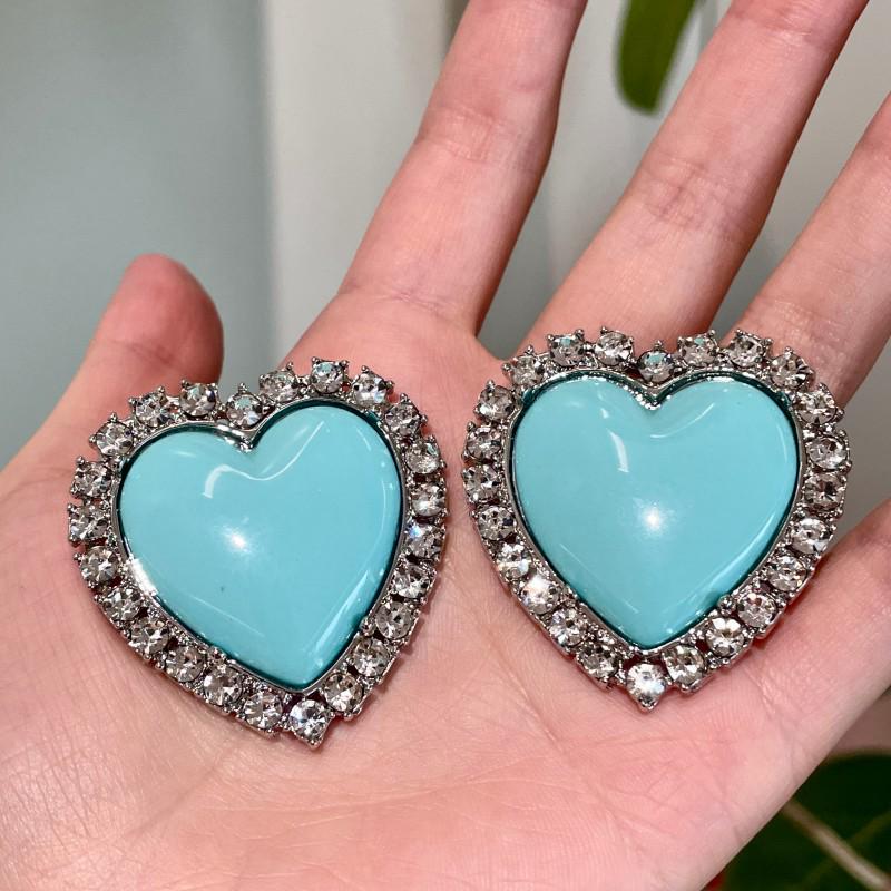 Vintage Blue Glass Bow Earrings - Retro Design Ornament