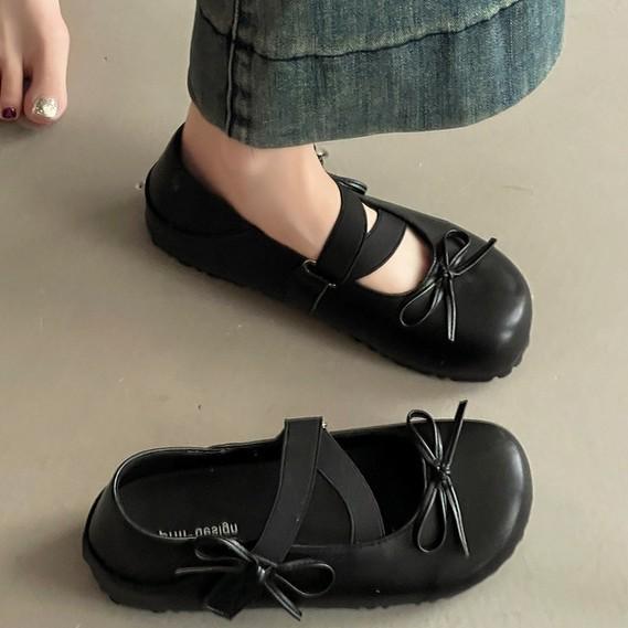 Bow Mary Jane single shoes women's summer new skirt small leather shoes trendy comfortable ballet shoes