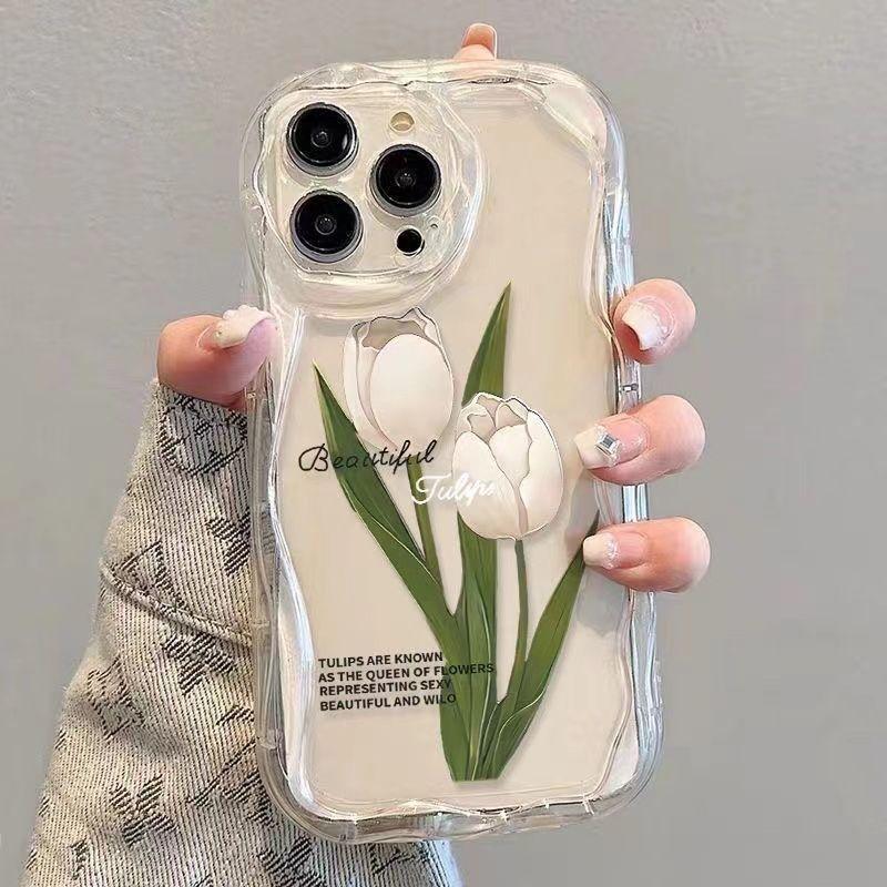 Cold Wind Tulip iPhone11Promax Mobile Phone Case Transparent Applicable Apple 11promax Cream Case 11