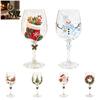 Decorative Winter Drinking Cups Christmas Stemmed Wine Glass, Snowman/SantaWreath/Elk/Christmas TreeHand Painted, Handmade Style Snowflake Goblet