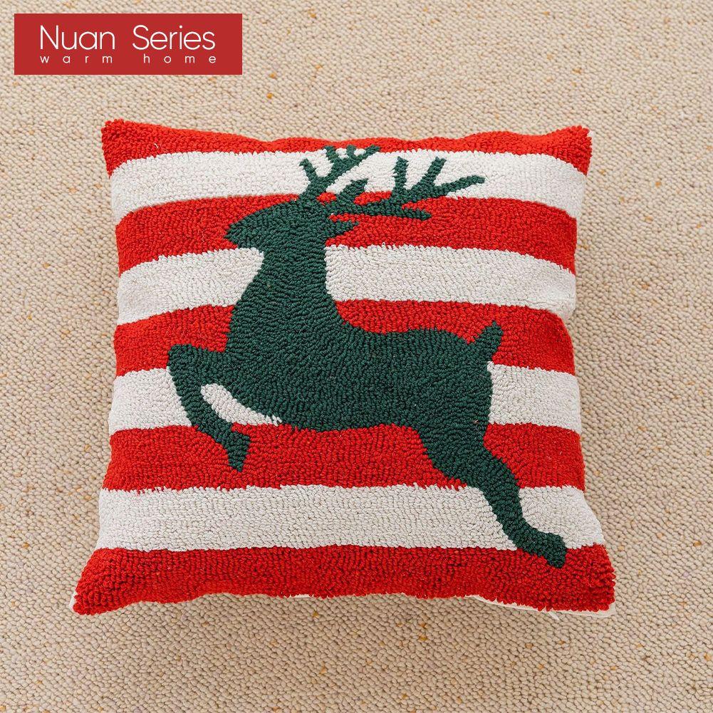 1 ks Povlak na polštář série Nuan Vánoční styl Nádherný a měkký vyšívaný potah na polštář pro pohovku, obývací pokoj, ložnici, domácí dekorace, party dekorace