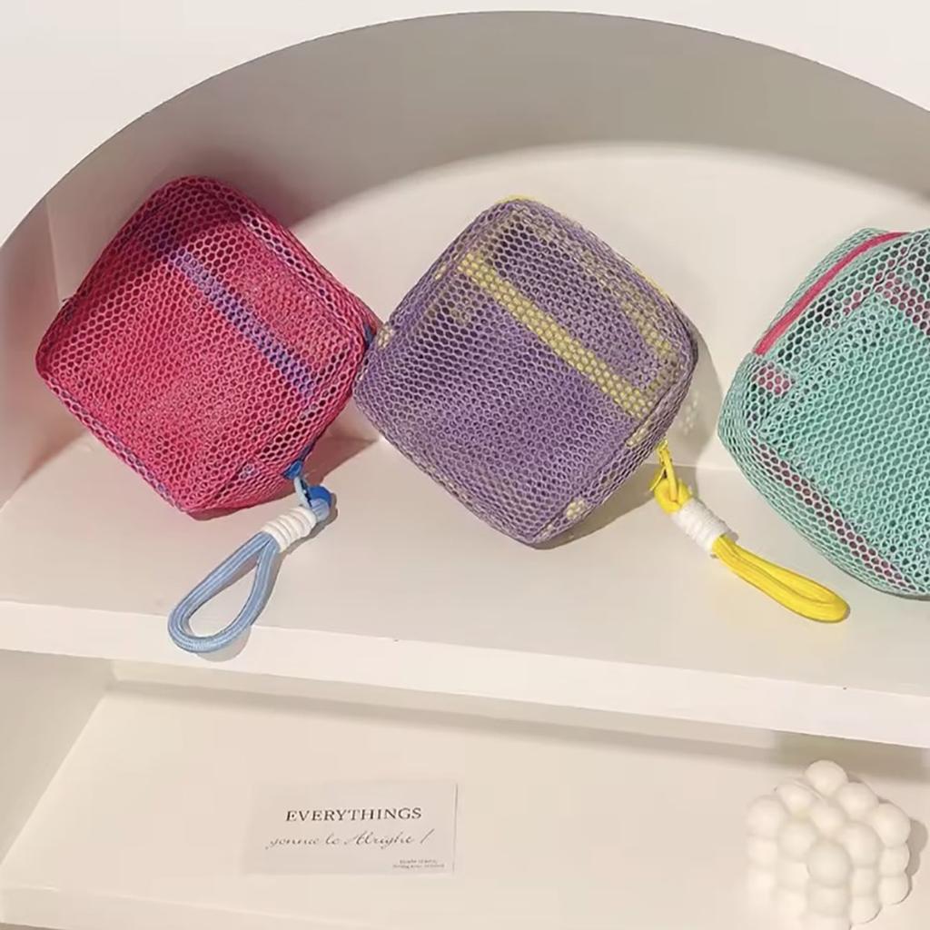 Square Mesh Storage Pouch Mini Zipper Coin Purse Mini Wash Bag Stationery Case Small Capacity Key Bags Transparent Cosmetic Bag