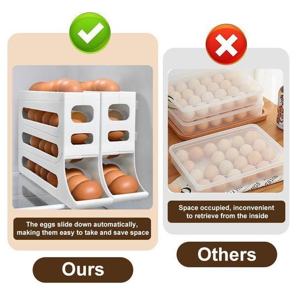 1PC Rolling Egg Dispenser Refrigerator Organizers Containers Storage Box Automatic Sliding Spiral Egg Holder Home Kitchen Gadgets