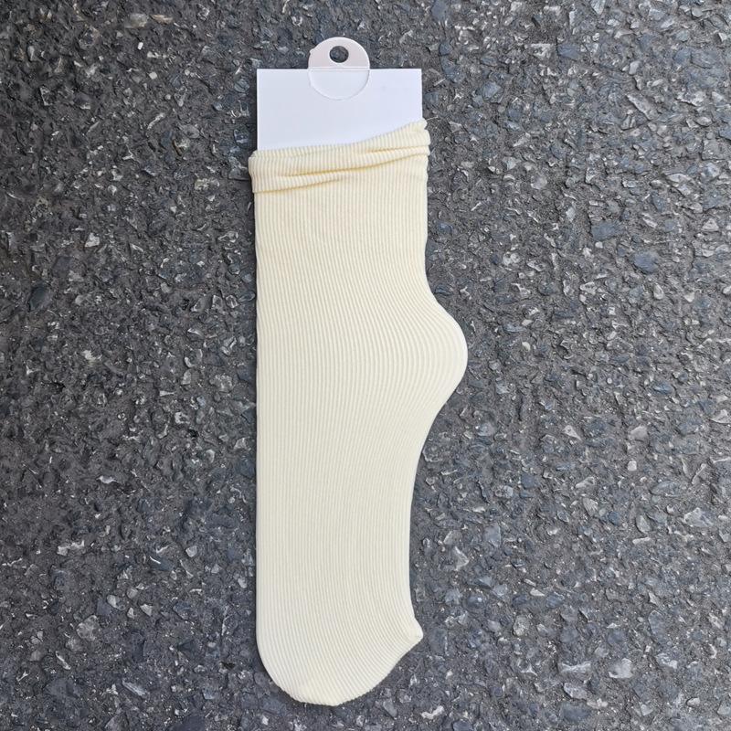 Women's Summer Thin Allpurpose Solid Color Retro Vertical Stripe In The Long Tube Pile Socks