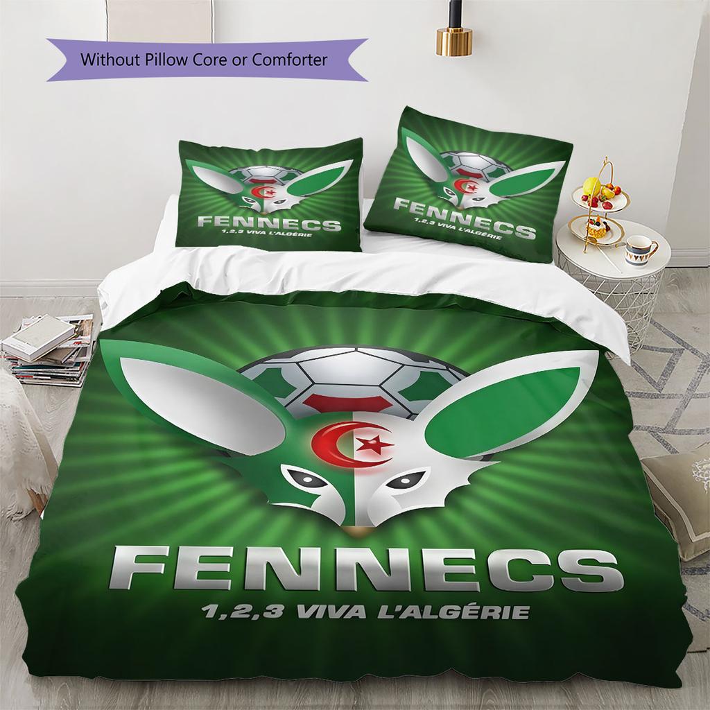 Algeria National Football Team Pattern Bedding,Quilt Set Quilt Cover Pillowcase Home Birthday Gift(1 * duvet cover + 2 * pillowcase, without core)