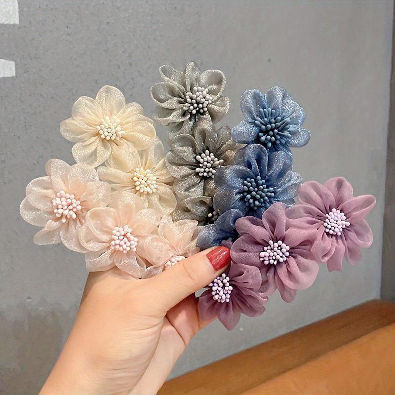 Women Flower Camellia Hairpins Barrettes Spring Hair Clip Bands Wedding Girls Ponytail Hair Accessories Hairstyling Hairgrip