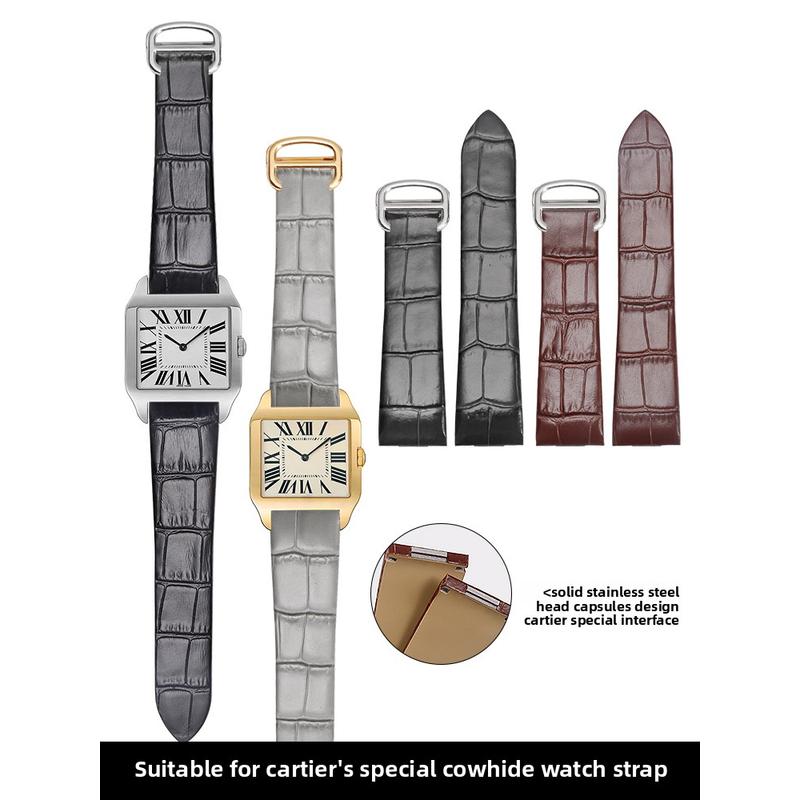 18mm 21mm Echtes Leder Uhrenarmband Für Cartier Santos W2007051 W2006951 Uhrenarmband Herren Damen Armband Armband Zubehör