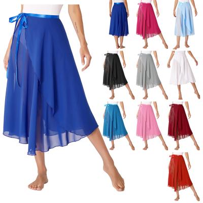Falda de Ballet Fluida con Cordones para Mujer Color Sólido Cintura Alta Midi Falda Traje de Entrenamiento de Danza Moderna