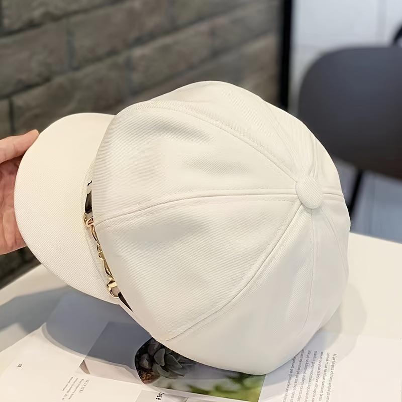 1pc Easter Holiday Beret with Metallic Belt Buckle Lightweight Woven Inelastic Adjustable Drawstring Closure Fashionable All-Match Cap