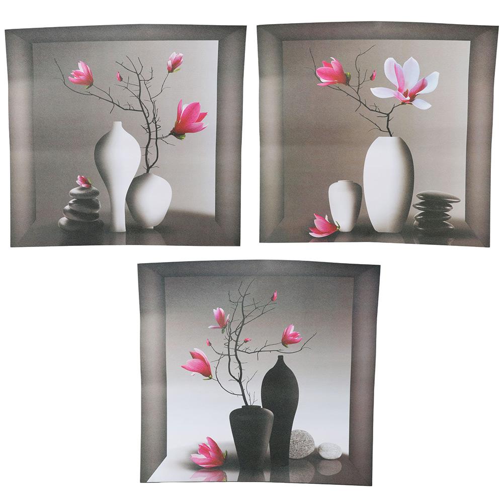 

Настенные наклейки Ваза с цветами 3 шт., Наклейки на стену Цветок магнолии , Самоклеящийся настенный декор для прихожей, фона дивана